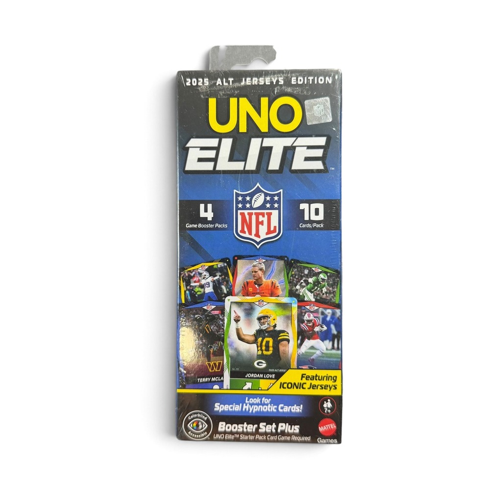 Mattel Uno Elite NFL 2025 Alt Jerseys Edition Booster Set Plus 4 Packs JGY36